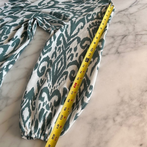 New Rachel Zoe Size XL Green White Dress Long Sleeve V-Neck Knee Length Tiered - Picture 10 of 11